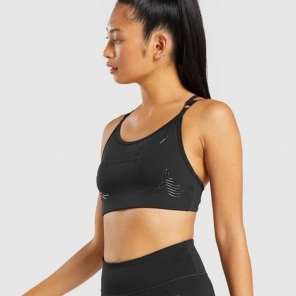 Gymshark Exo Sports Bra Women Sz M Black Strappy Activewear Yoga Workout